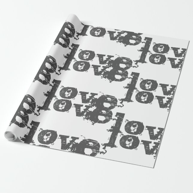 beautiful LOVE GRAY BLACK  Wrapping Paper (Unrolled)