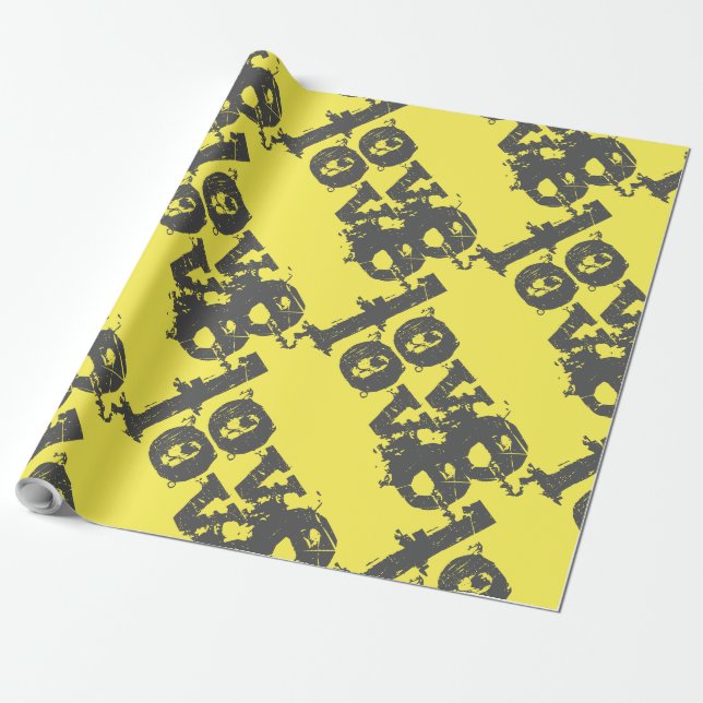 beautiful LOVE GRAY YELLOW  Wrapping Paper (Unrolled)