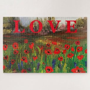 Beautiful Love of Poppies Spread The Love Jigsaw Puzzle