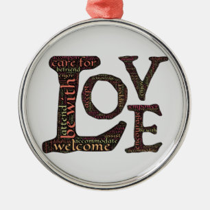 Beautiful LOVE WordArt - Spread Love & Compassion Metal Ornament