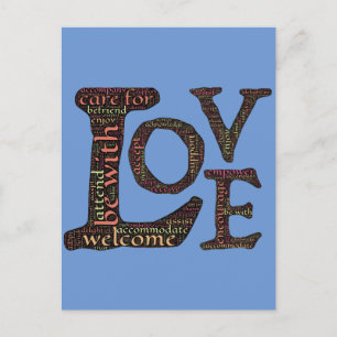 Beautiful LOVE WordArt - Spread Love & Compassion Postcard