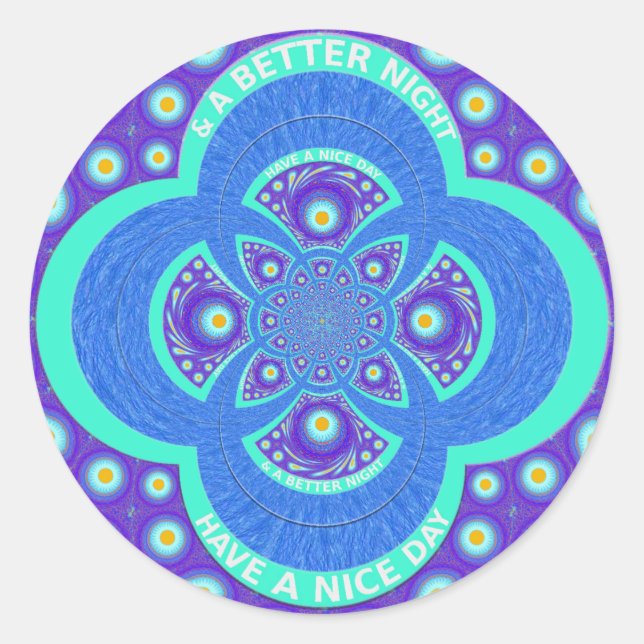Beautiful Lovely African Blue Mandala Flora design Classic Round Sticker (Front)