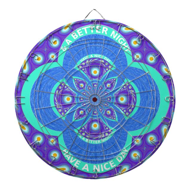 Beautiful Lovely African Blue Mandala Flora design Dartboard (Front)
