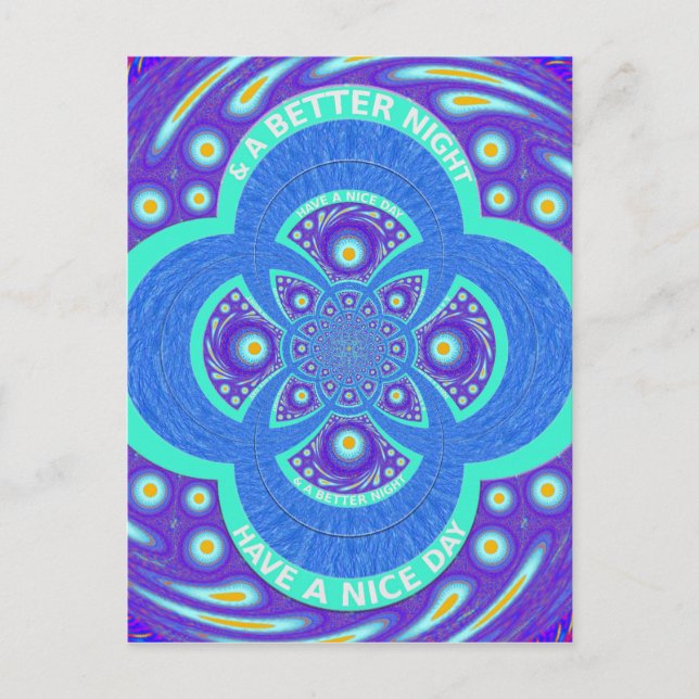 Beautiful Lovely African Blue Mandala Flora design Postcard (Front)