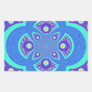 Beautiful Lovely African Blue Mandala Flora design Rectangular Sticker
