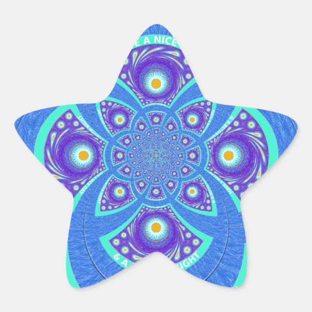 Beautiful Lovely African Blue Mandala Flora design Star Sticker (Front)