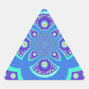 Beautiful Lovely African Blue Mandala Flora design Triangle Sticker