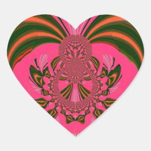 Beautiful Lovely African Hot Pink Red Golden Green Heart Sticker