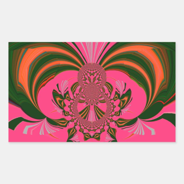 Beautiful Lovely African Hot Pink Red Golden Green Rectangular Sticker (Front)