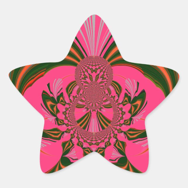 Beautiful Lovely African Hot Pink Red Golden Green Star Sticker (Front)
