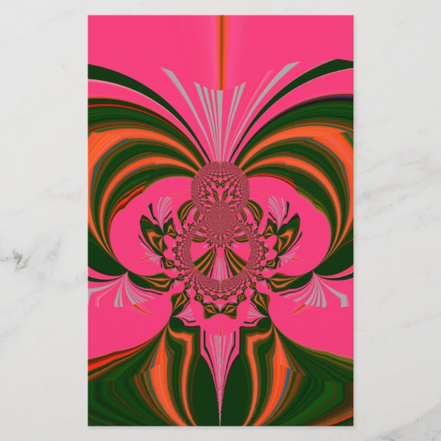Beautiful Lovely African Hot Pink Red Golden Green Stationery (Front)