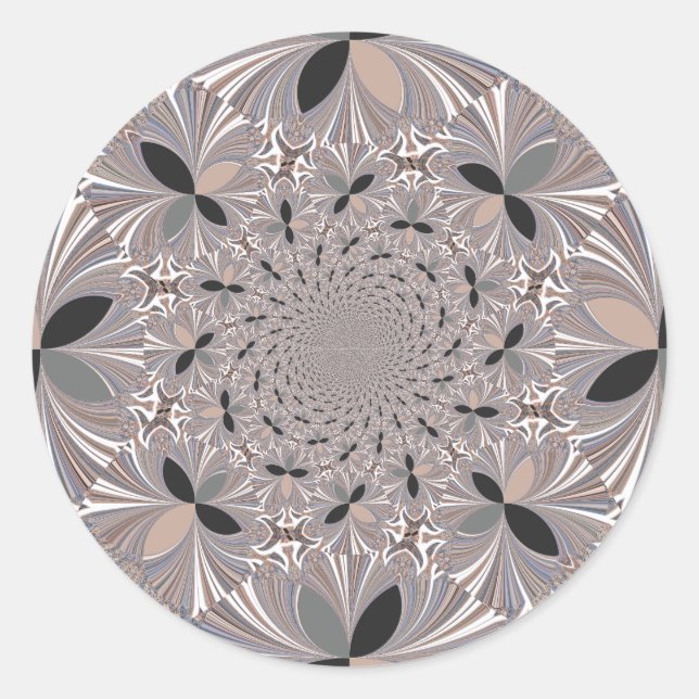 Beautiful lovely ash grey kaleidoscope seamless  classic round sticker (Front)
