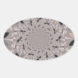 Beautiful lovely ash grey kaleidoscope seamless  oval sticker