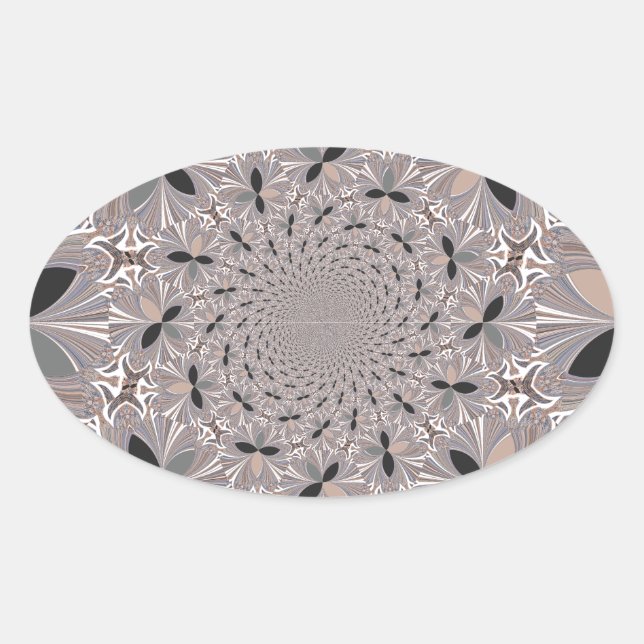 Beautiful lovely ash grey kaleidoscope seamless  oval sticker (Front)