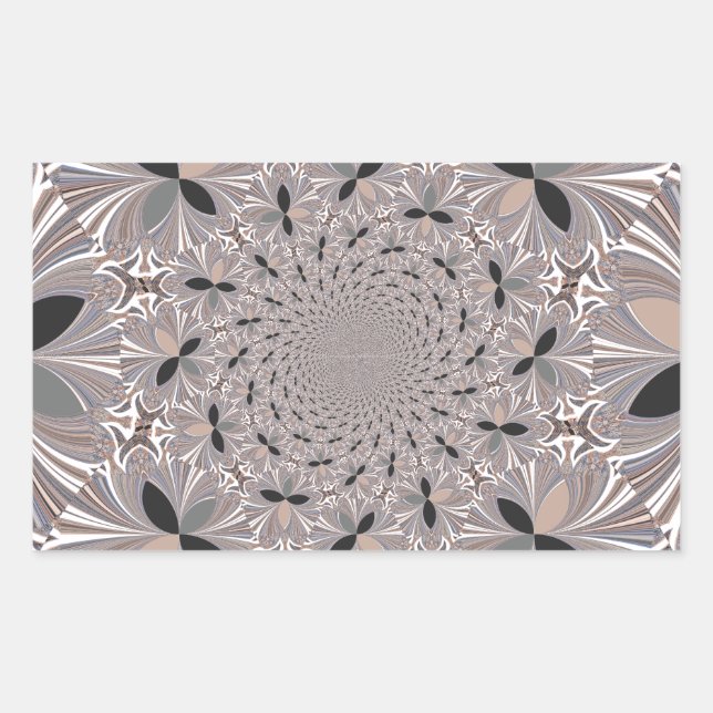 Beautiful lovely ash grey kaleidoscope seamless  rectangular sticker (Front)