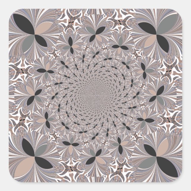 Beautiful lovely ash grey kaleidoscope seamless  square sticker (Front)