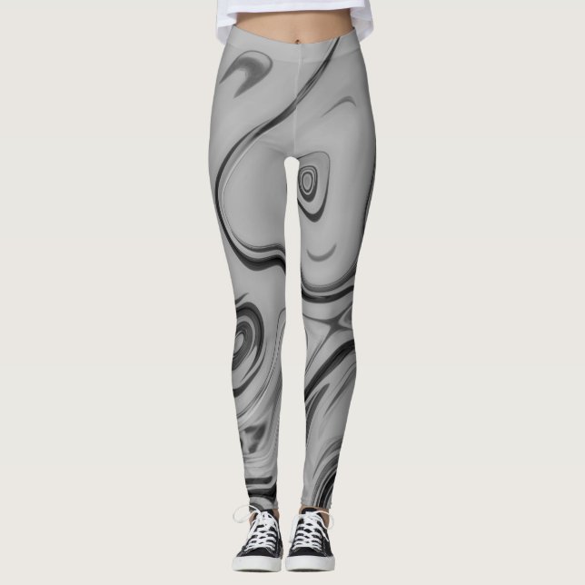  Beautiful Lovely Ash Grey Texture Colour Art Prin Leggings (Front)