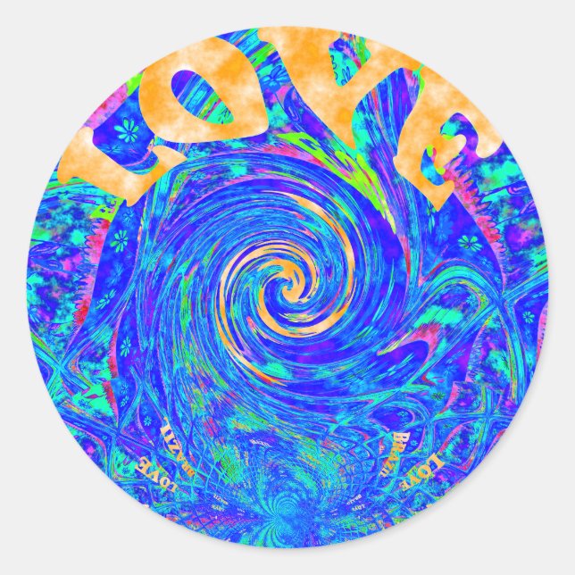 Beautiful Lovely Blue Love Print Flash  vector art Classic Round Sticker (Front)