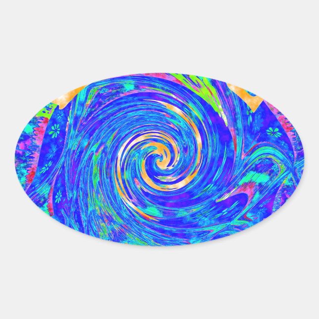 Beautiful Lovely Blue Love Print Flash  vector art Oval Sticker (Front)