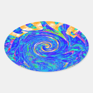 Beautiful Lovely Blue Love Print Flash vector art Oval Sticker