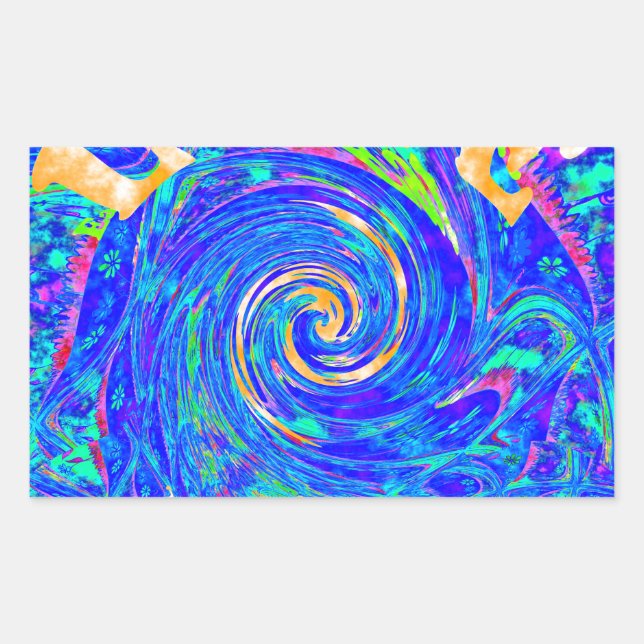 Beautiful Lovely Blue Love Print Flash  vector art Rectangular Sticker (Front)