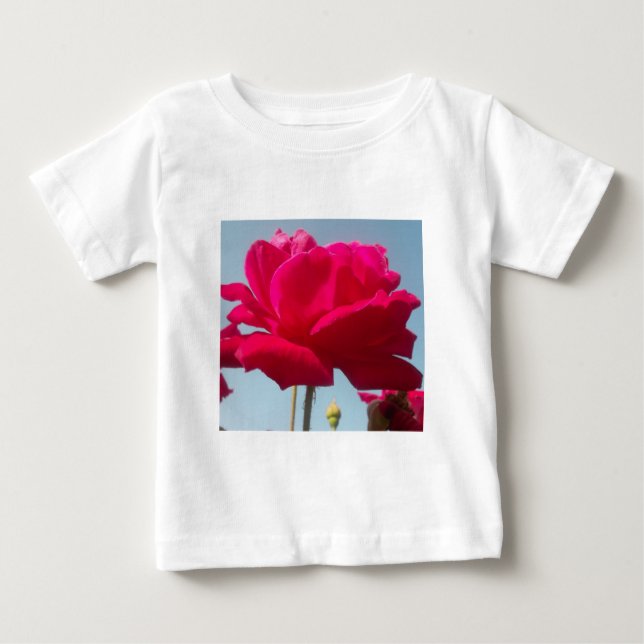 Beautiful Lovely Celestial Rose Red Against Blue  Baby T-Shirt (Front)
