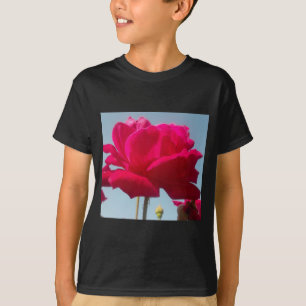 Beautiful Lovely Celestial Rose Red Against Blue  T-Shirt