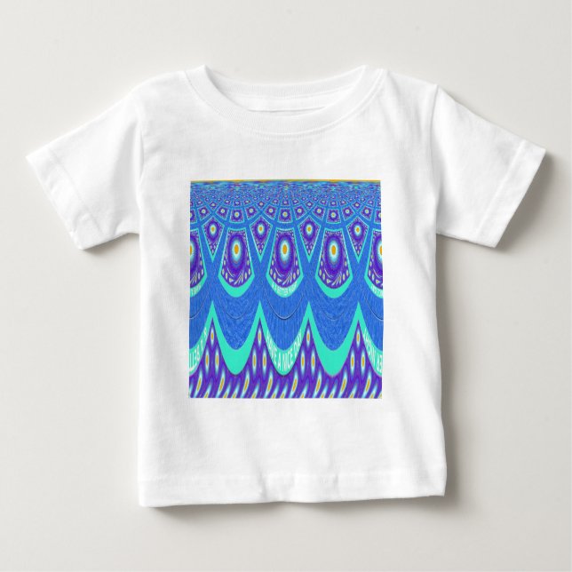 Beautiful Lovely Cyan Blue batik Print vector Art Baby T-Shirt (Front)