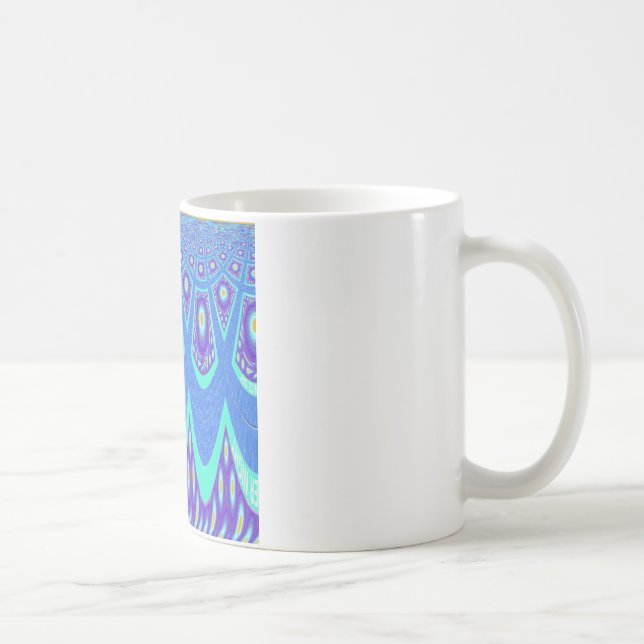 Beautiful Lovely Cyan Blue batik Print vector Art Coffee Mug (Right)
