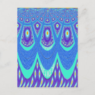 Beautiful Lovely Cyan Blue batik Print vector Art Postcard