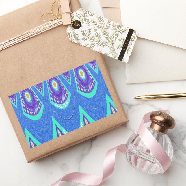 Beautiful Lovely Cyan Blue batik Print vector Art Rectangular Sticker (Gifting)