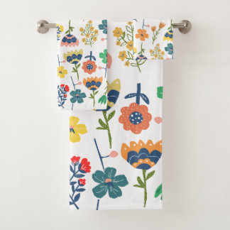 Beautiful lovely floral Cute colors Pink Yellow   Bath Towel Set