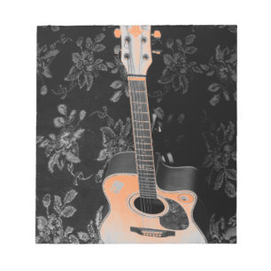 Beautiful Lovely Guitar African Grayscale Motif  Notepad