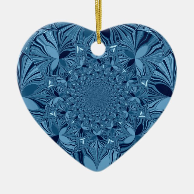 Beautiful Lovely Iridescent Blue Kaleidoscope Art  Ceramic Ornament (Front)