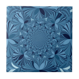 Beautiful Lovely Iridescent Blue Kaleidoscope Art  Ceramic Tile