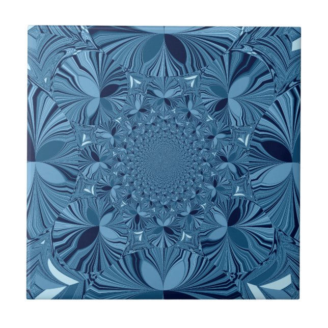Beautiful Lovely Iridescent Blue Kaleidoscope Art  Ceramic Tile (Front)