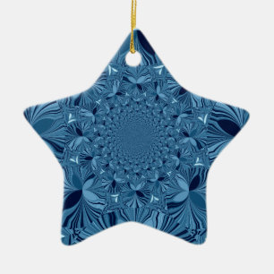 Beautiful Lovely Iridescent Blue Kaleidoscope Art  Ceramic Tree Decoration