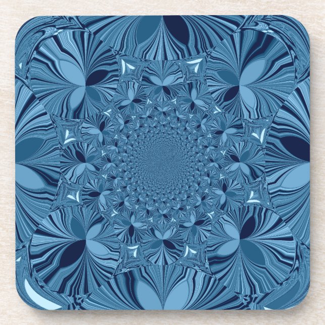 Beautiful Lovely Iridescent Blue Kaleidoscope Art  Coaster (Front)
