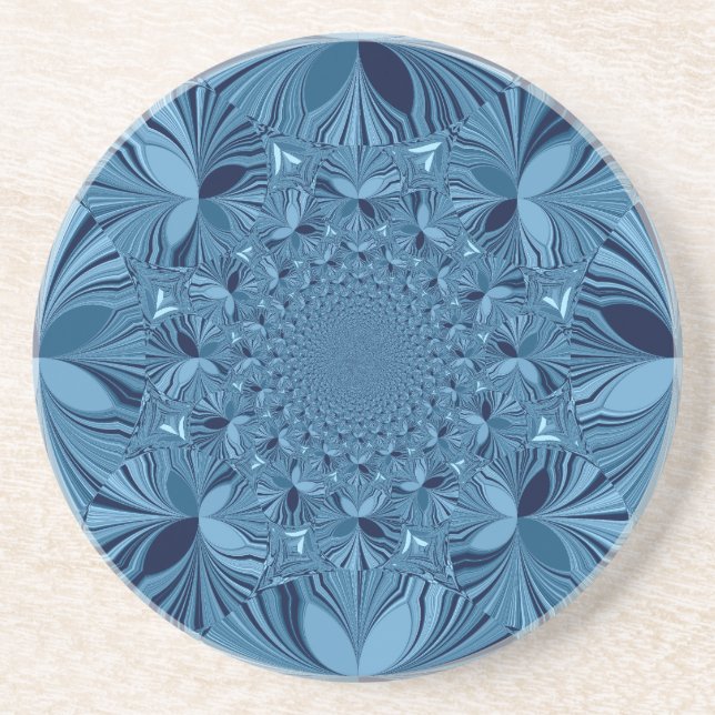 Beautiful Lovely Iridescent Blue Kaleidoscope Art  Coaster (Front)