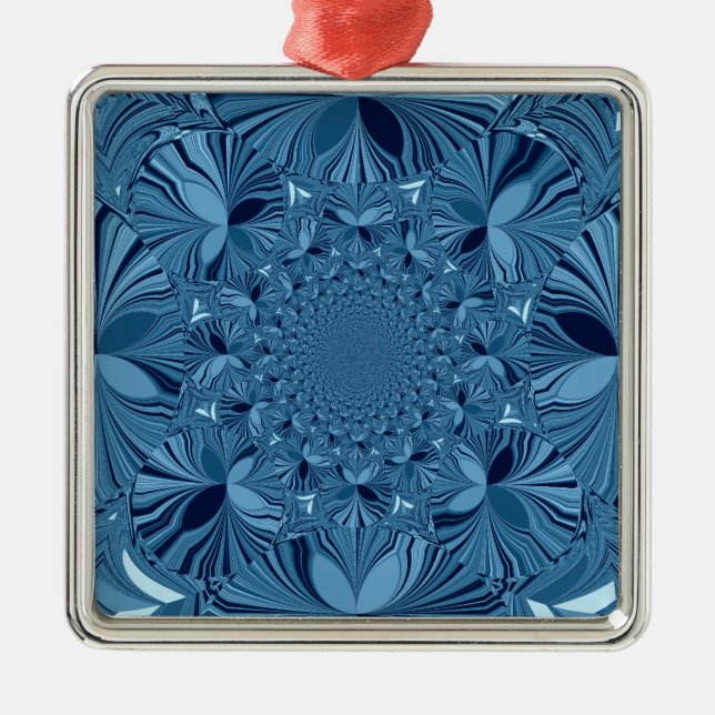 Beautiful Lovely Iridescent Blue Kaleidoscope Art  Metal Ornament (Front)