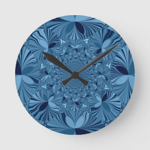 Beautiful Lovely Iridescent Blue Kaleidoscope Art  Round Clock
