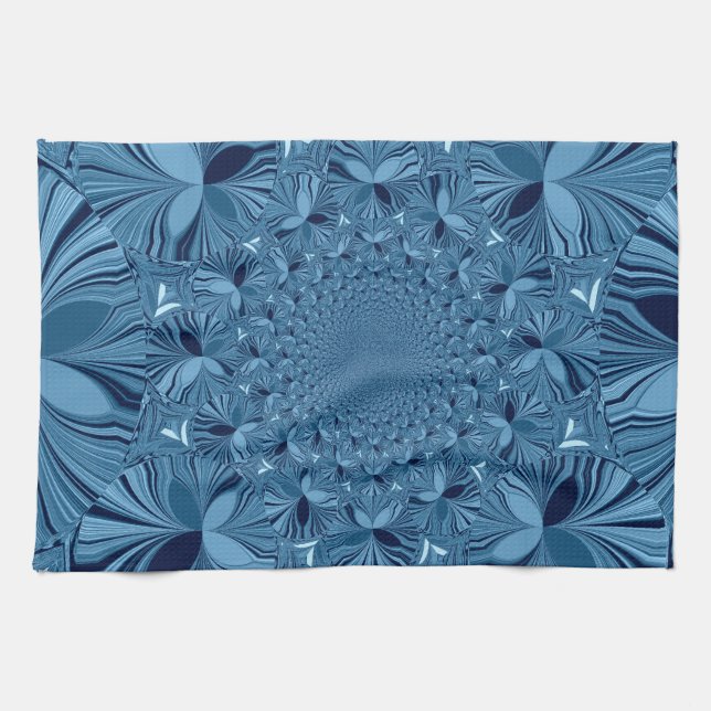 Beautiful Lovely Iridescent Blue Kaleidoscope Art  Tea Towel (Horizontal)