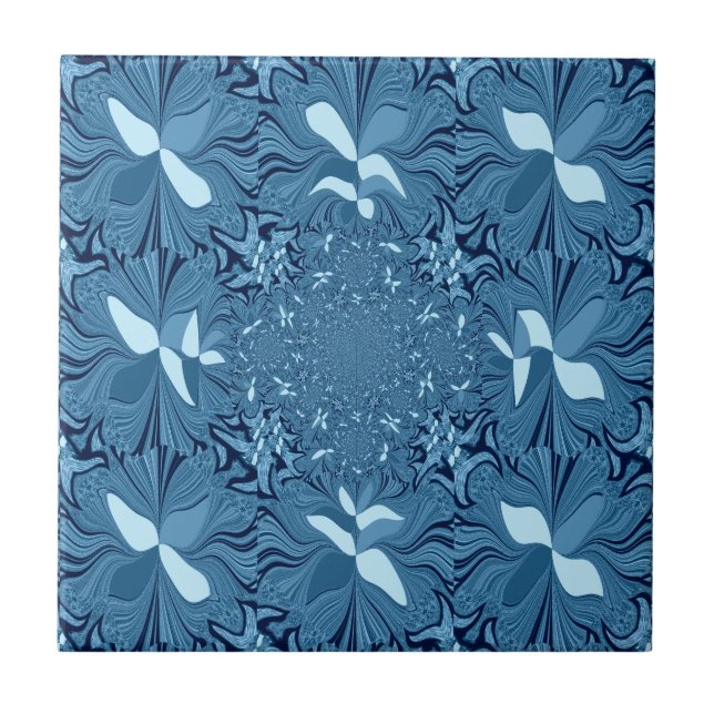 Beautiful Lovely Iridescent blue. pattern seamless Ceramic Tile (Front)