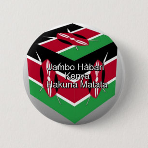 Beautiful Lovely Kenyan Flag Cube with Greeting 6 Cm Round Badge