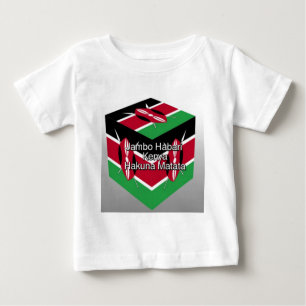 Beautiful Lovely Kenyan Flag Cube with Greeting  Baby T-Shirt