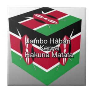 Beautiful Lovely Kenyan Flag Cube with Greeting Ceramic Tile