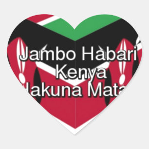 Beautiful Lovely Kenyan Flag Cube with Greeting  Heart Sticker