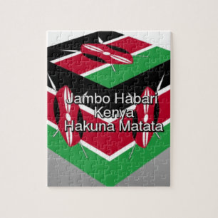 Beautiful Lovely Kenyan Flag Cube with Greeting Jigsaw Puzzle