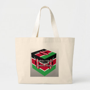 Beautiful Lovely Kenyan Flag Cube with Greeting Large Tote Bag