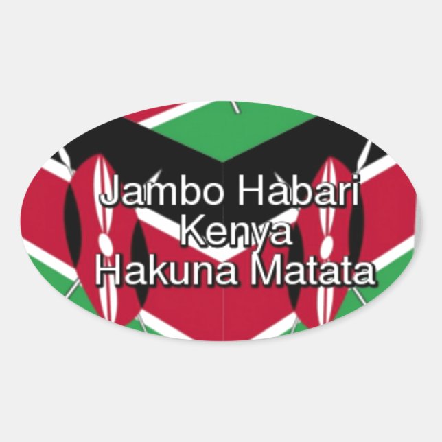 Beautiful Lovely Kenyan Flag Cube with Greeting  Oval Sticker (Front)